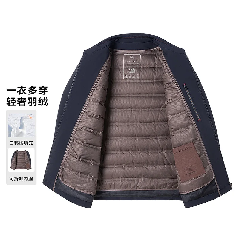 2 IN 1 With Detachable Liner Winter Warm Down Jacket Men White Duck Down Coats For Man Outerwear пуховик мужской зима JK-192