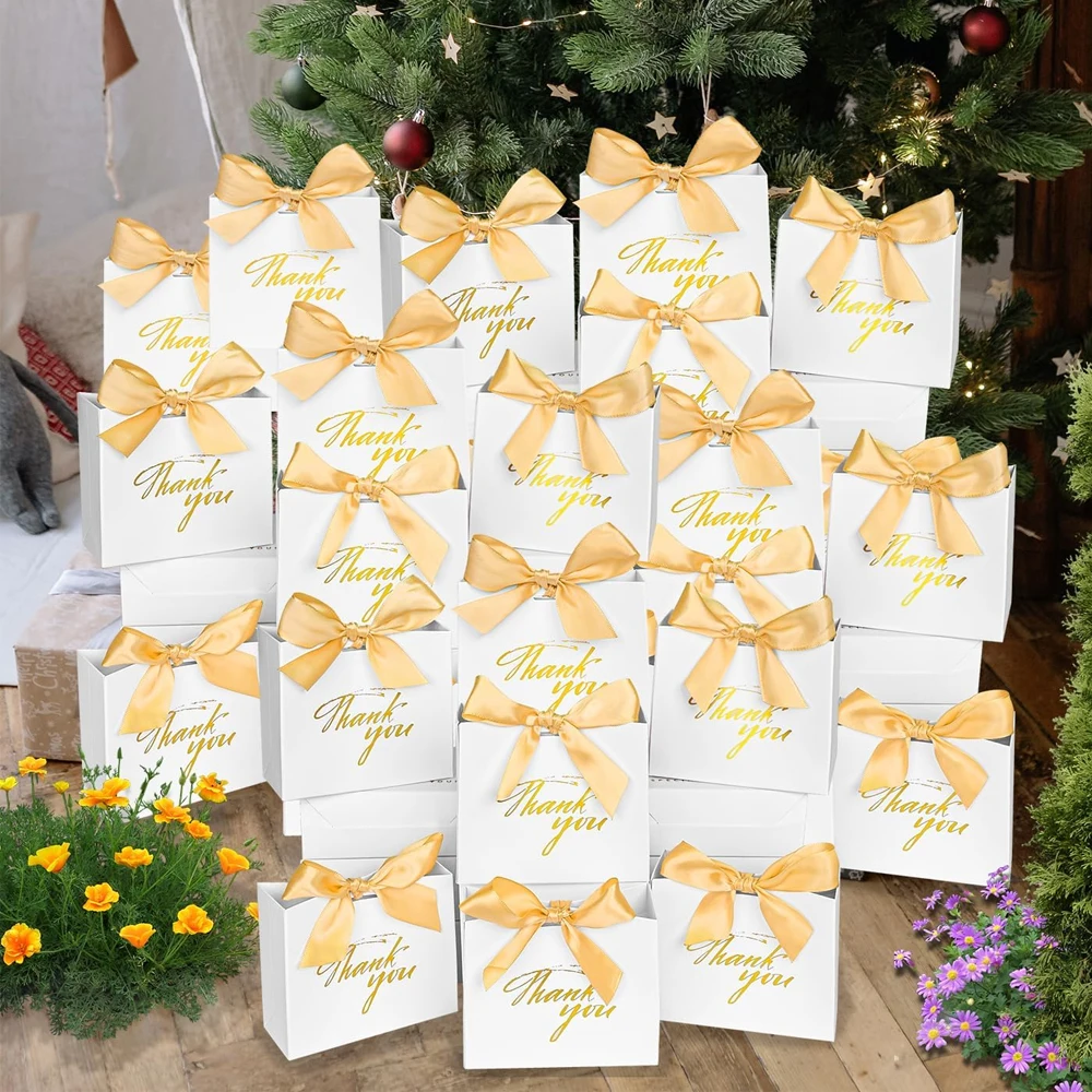 

Thank You Gift Candy Bags Boxs Custom Logo Small Favor Bag with Bow Ribbon for Wedding Bridal Shower Baby Shower Birthday Party