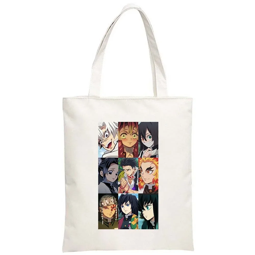 Hot Anime Demon Slayer Shoulder Bag Kimetsu No Yaiba Tanjirou Kamado Tote bags Canvas Summer Large Capacity Handbags