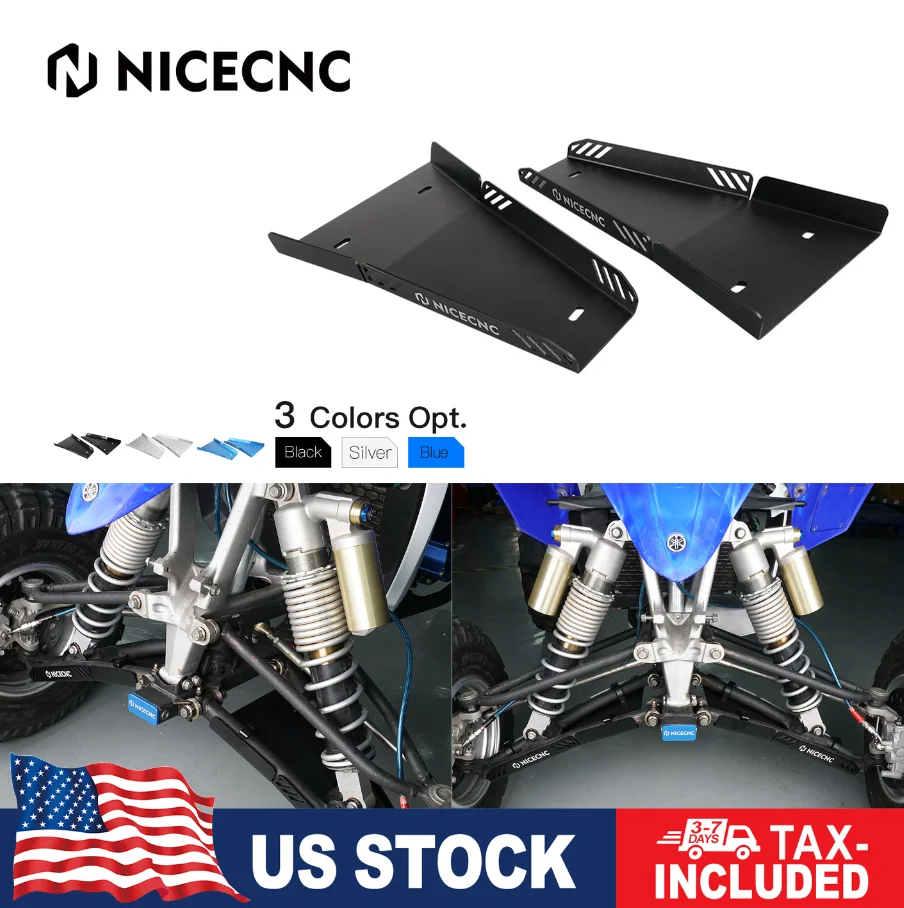 NICECNC ATV for Yamaha YFZ450R 2 Pcs A-arm Skid Plate Guard Protector 2009-2024 2022 2010 2021 Accessories T5052 billet aluminum