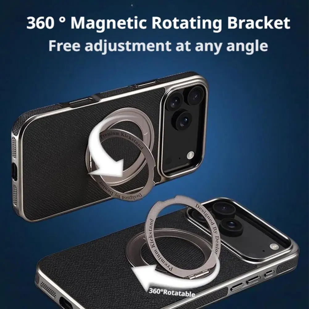 آيفون 17 برو / برو ماكس 360 ° حامل قابل للدوران، جراب هاتف مغناطيسي مطلي بالكهرباء، جراب واقٍ للهاتف مضاد للسقوط والغبار #4