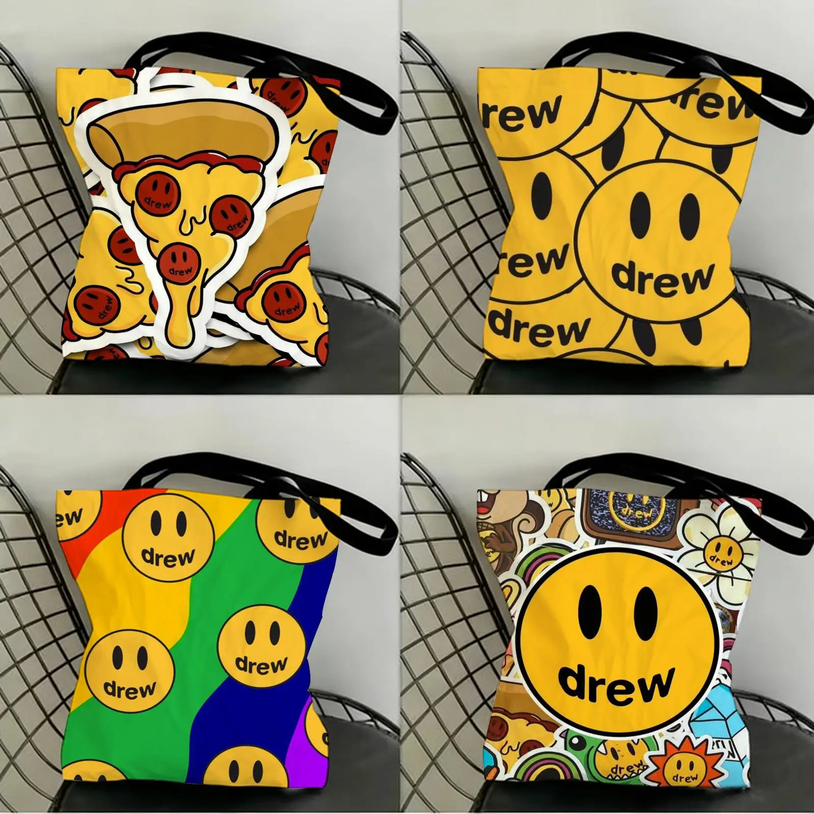 

Fashion D-Drew H-Hous Storage Bags Canvas Double-Sided Print Shopping Bag Large Capacity Aesthetic Reusable Tote Bag