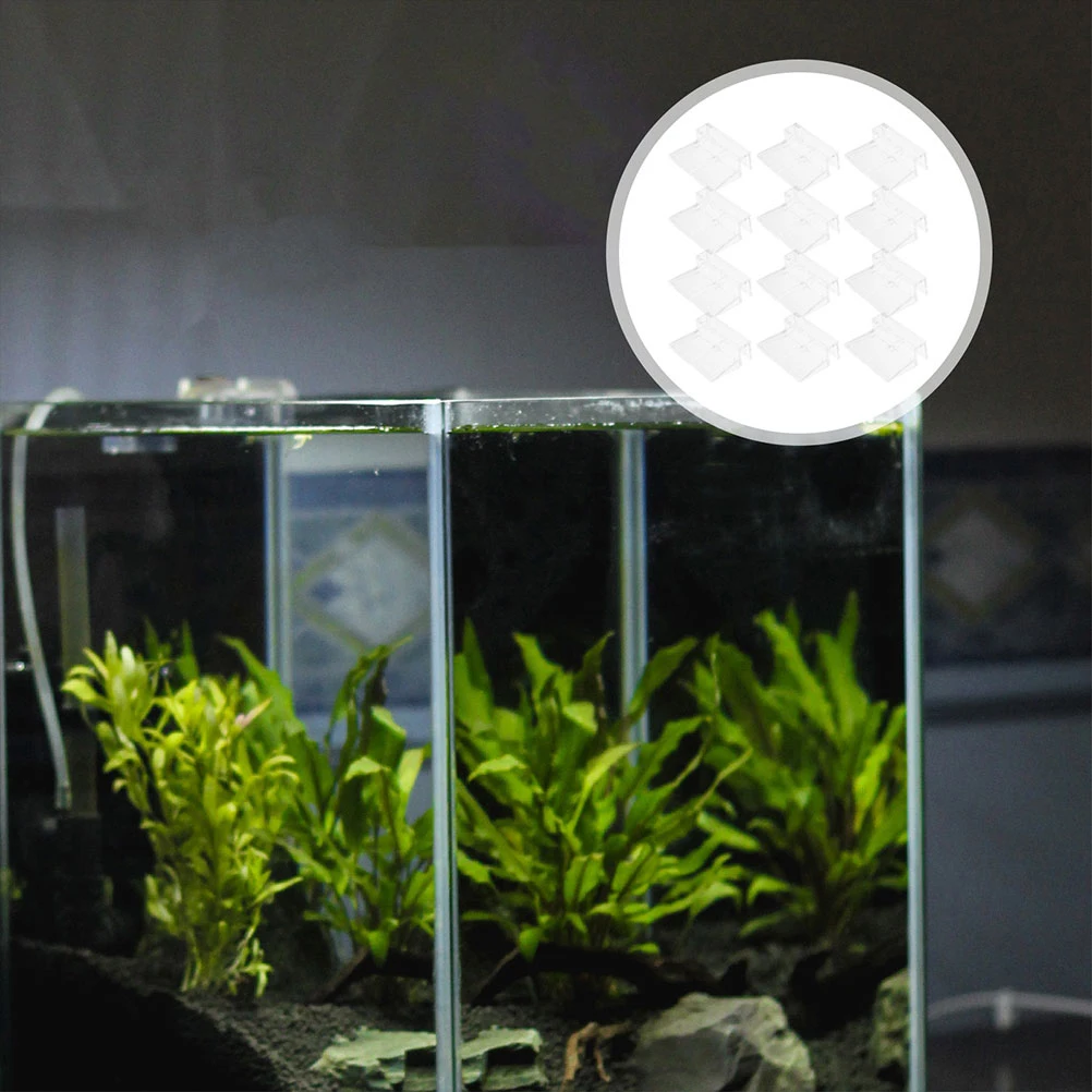 

12pcs Aquarium Lid Clips Clear Acrylic Fish Tank Lid Holder Support Clamps For Rimless Aquarium Glass Cover 10Mm Easy Install