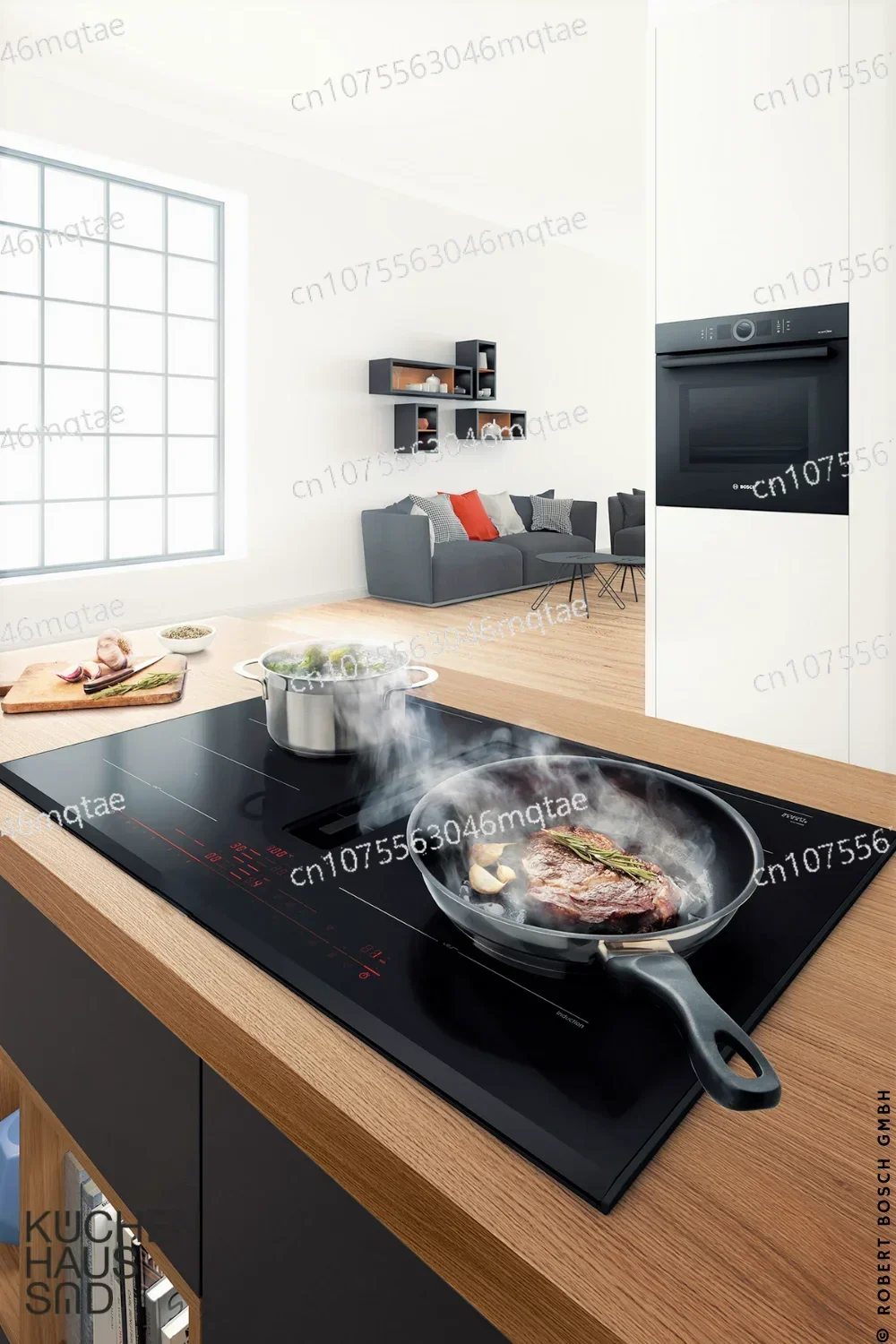 

Comes with A Lower Range Hood Crystal Glass Polished Black 4-zone Heated Induction Cooktop