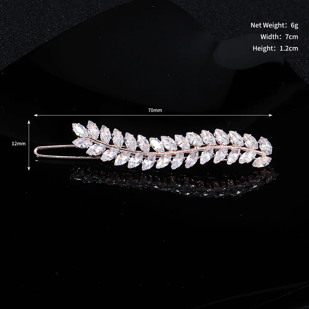 Mode Haarspange Zirkonia Blatt Haarspangen für Frauen Zubehör Braut Hochzeit Haarschmuck Party Braut Kopfschmuck – Detail 7