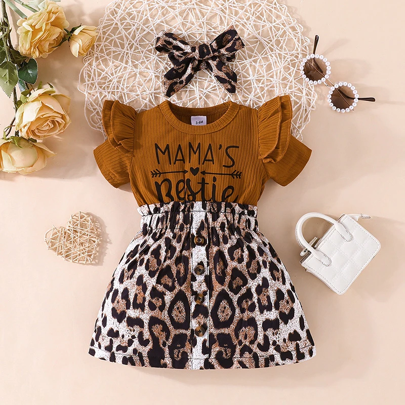 Dress For Kids 3 - 24 Months Korean Style Fashion Summer Short Sleeve Leopard print Princess Formal Dresses Ootd For Baby Girl