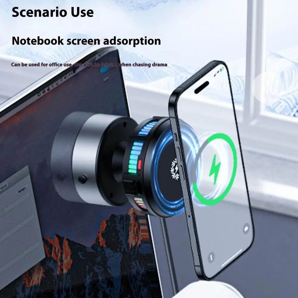 Magnetic Car Phone Holder 15W Wireless Charger High-speed Cooling Stand Fast Heat Dissipation Intelligent Hands-Free Vent Mount view 2