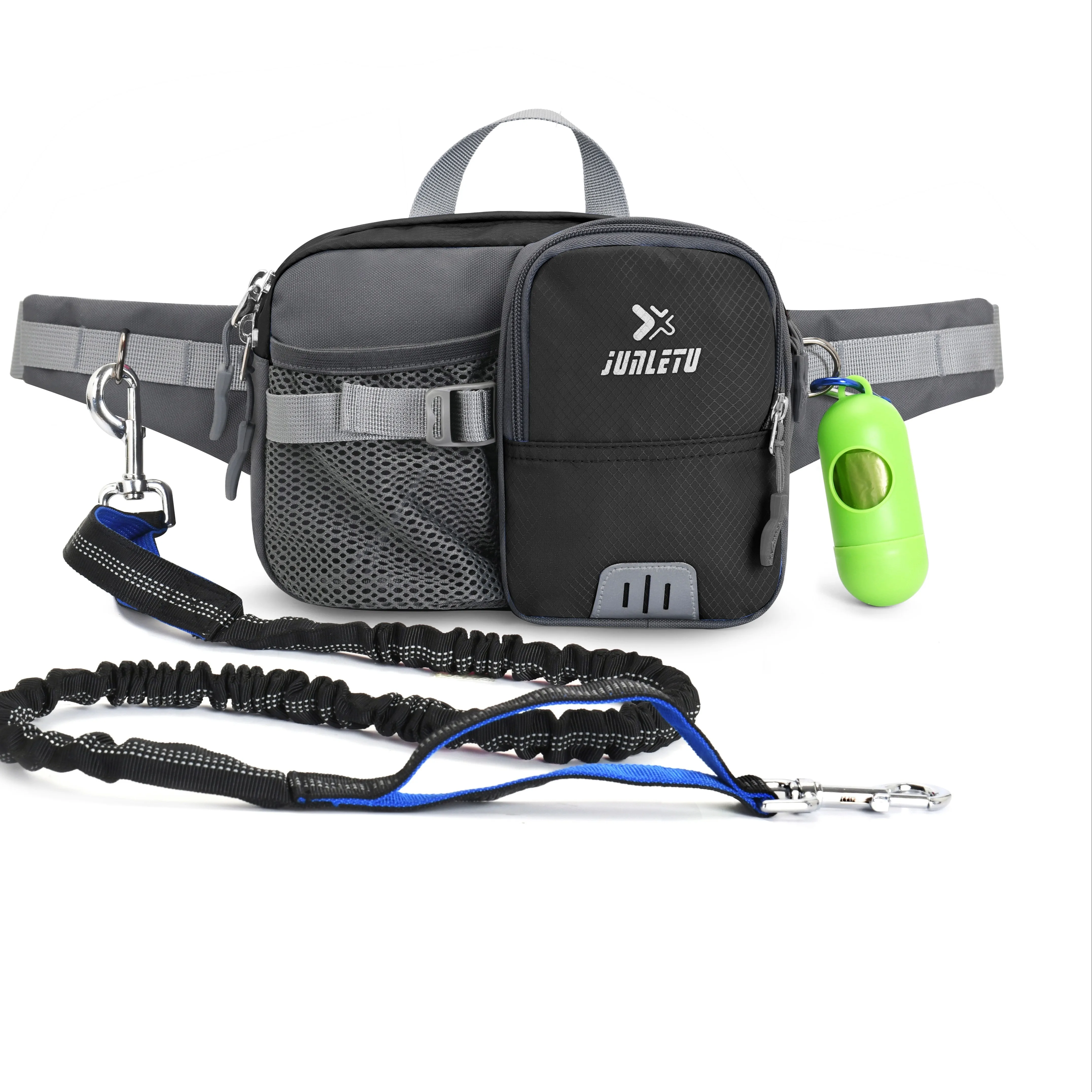 

Поводок для выгула собак с поясной сумкой для спортивных прогулок, многофункциональный, для активного отдыха, светоотражающий, водонепроницаемый, нейлоновый, с отделением для лакомств