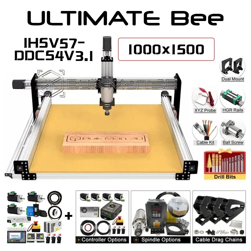 

Скидка 20% BulkMan 3D Silver 1000x1500 ULTIMATE Bee CNC Machine Полный комплект с DDCS4V3.1-IHSV57-180W Фрезерный станок по дереву с ЧПУ