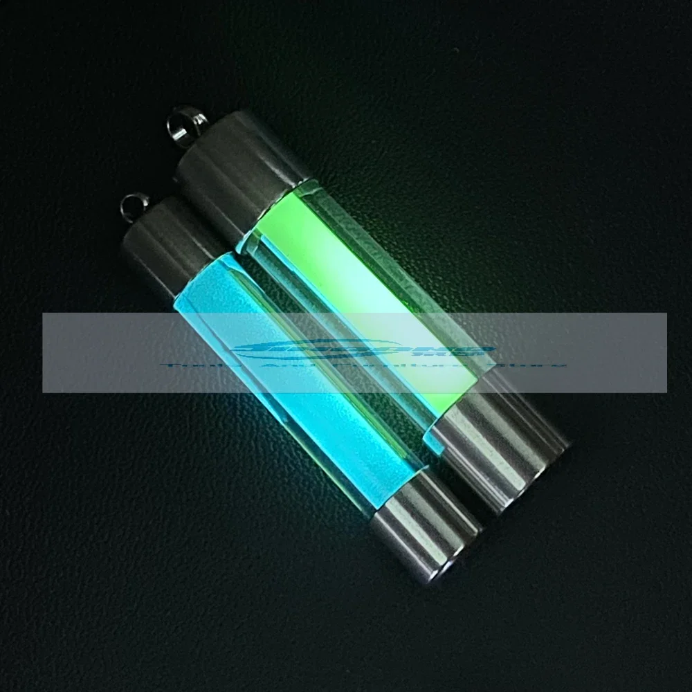 Luminous tube pendant edc keychain Non-tritium tube luminous pendant Stainless steel glass luminous pendant