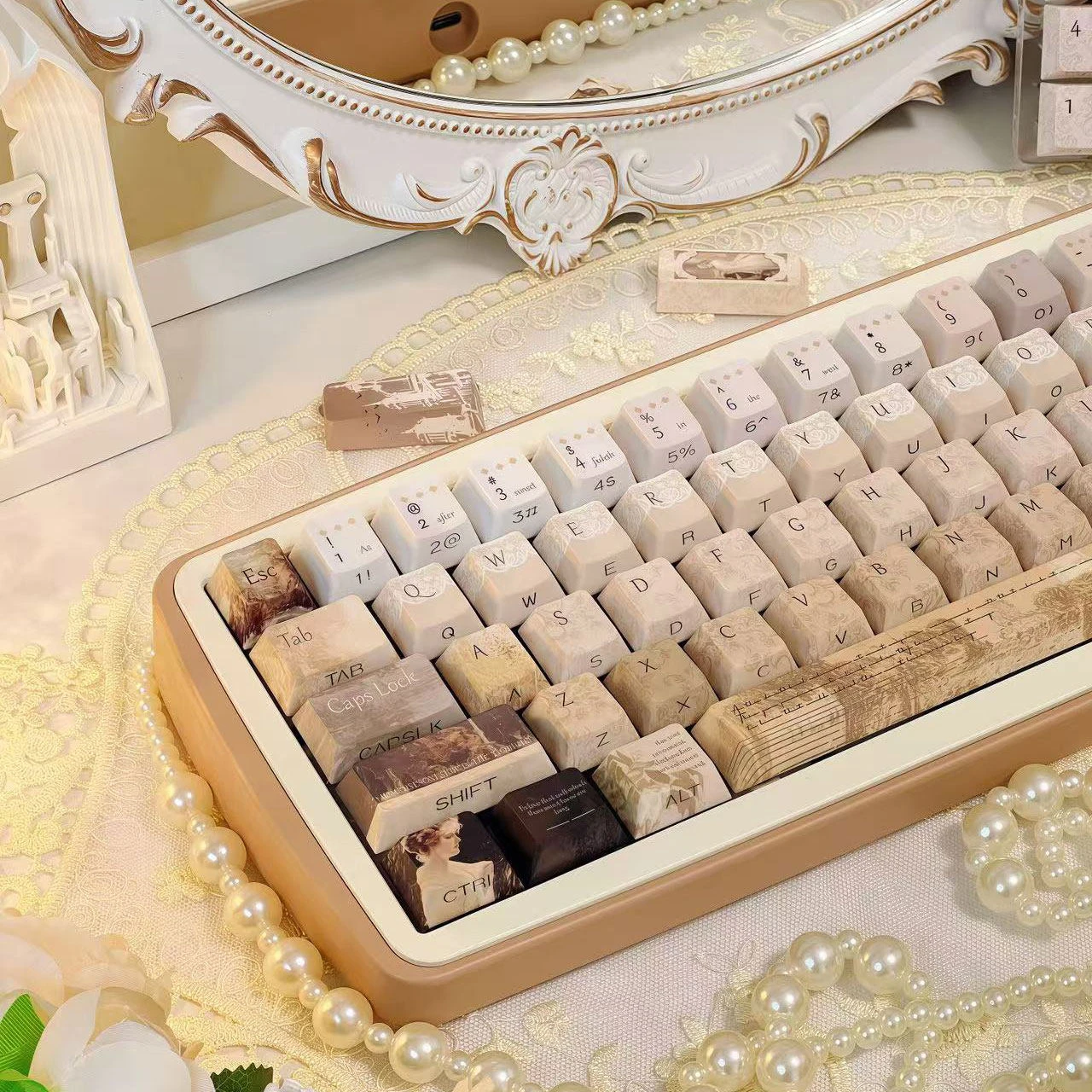 120 touches PBT avec impression latérale « Enchanted Twilight » et rétroéclairage, profil Cherry pour claviers de jeu avec interrupteurs MX