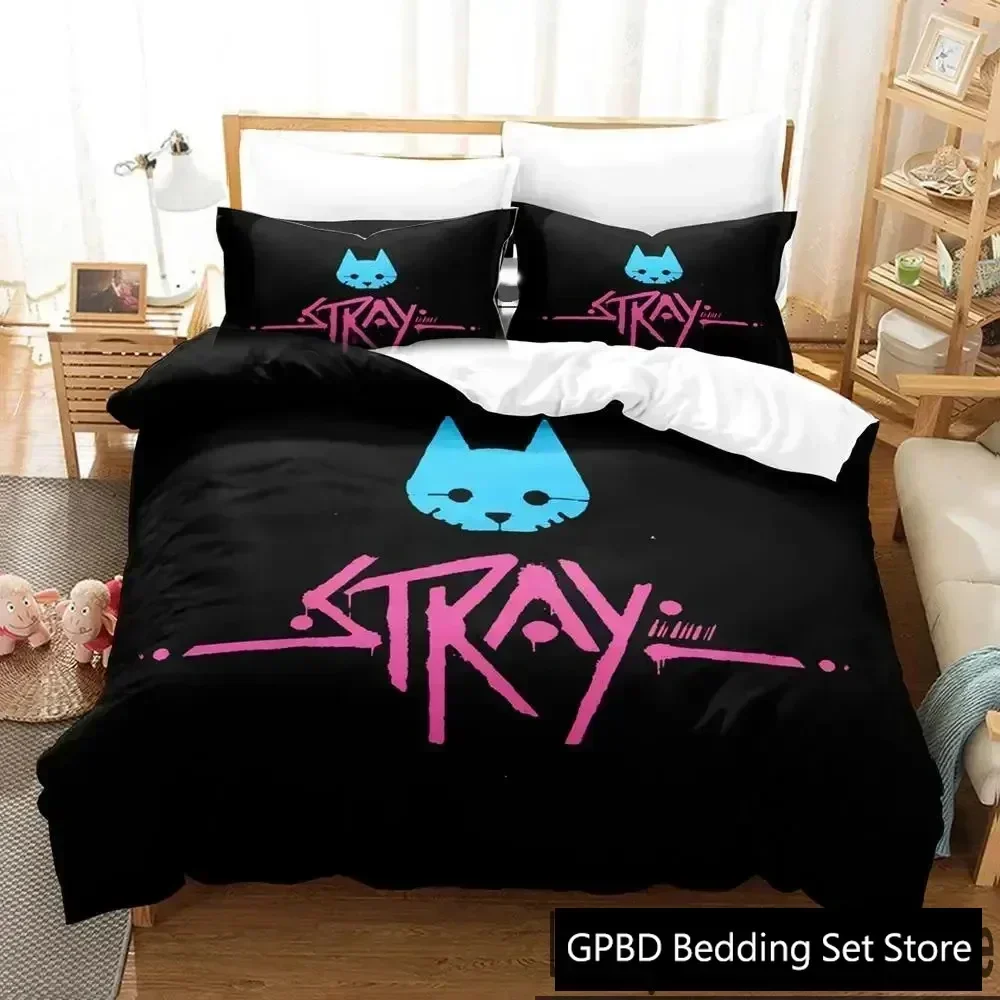 3D Print Stray Game Cat and Momo Bedding Set Bedroom Soft Modern Bedspreads Comefortable Duvet Cover Quilt Cover And Pillowcase
