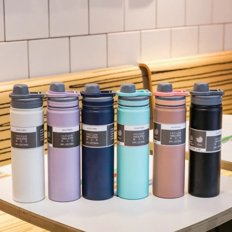 750ML Stainless Steel Thermos Mug Portable Tumbler Sport Vacuum Flask Travel Thermal Water Bottle Keep Cold and Heat Thermal Mug