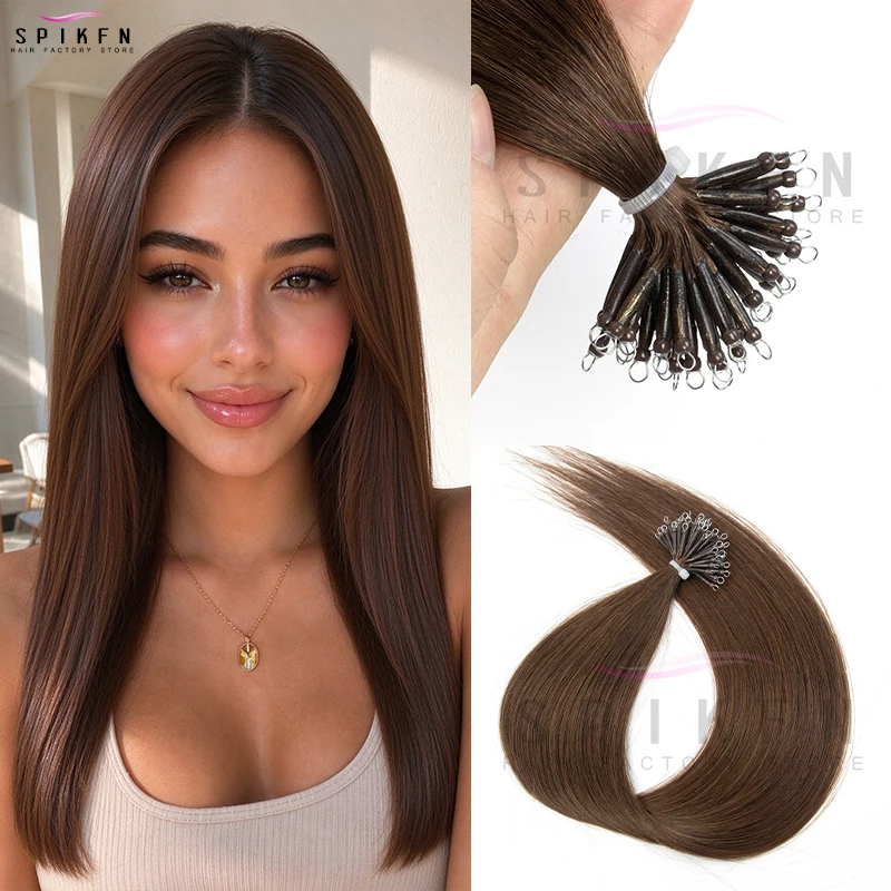 Nano Ring Hair Extensions 100% Remy Human Hair Silky Straight 50g Tangle Free No Shedding