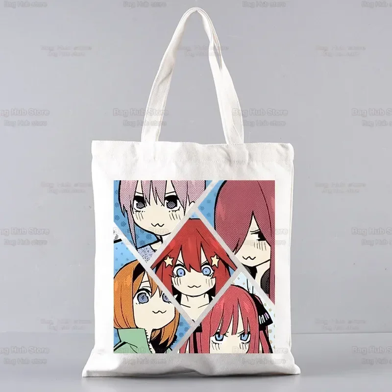 Os quíntuplos quintessenciais nakano sacola unissex sacos de lona sacos de compras impresso casual bolsa de ombro dobrável