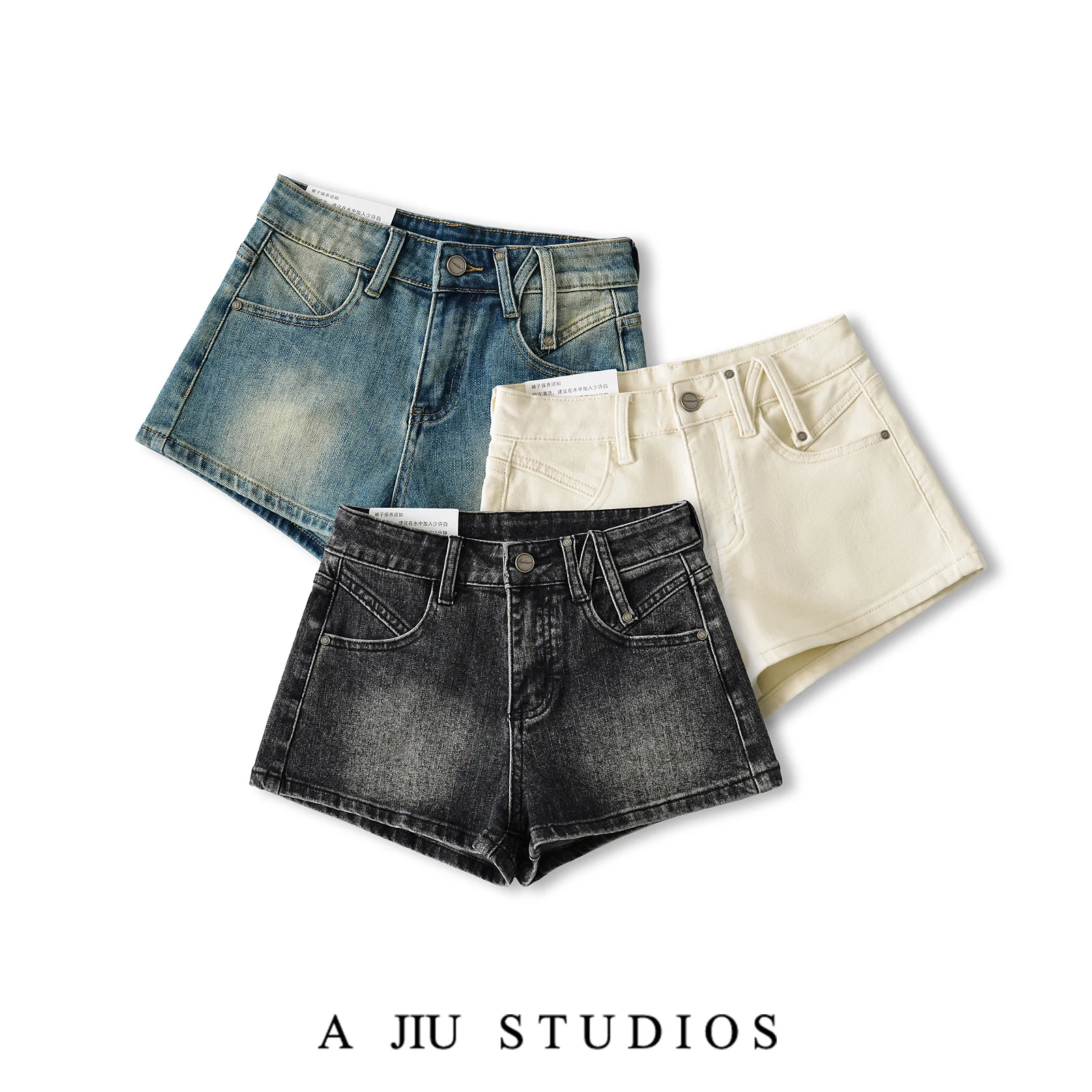 

American Sle Retro Waed Low Waist Slimming Denim orts Women Summer Versatile Sexy Body ape Highlighting Hot Pants