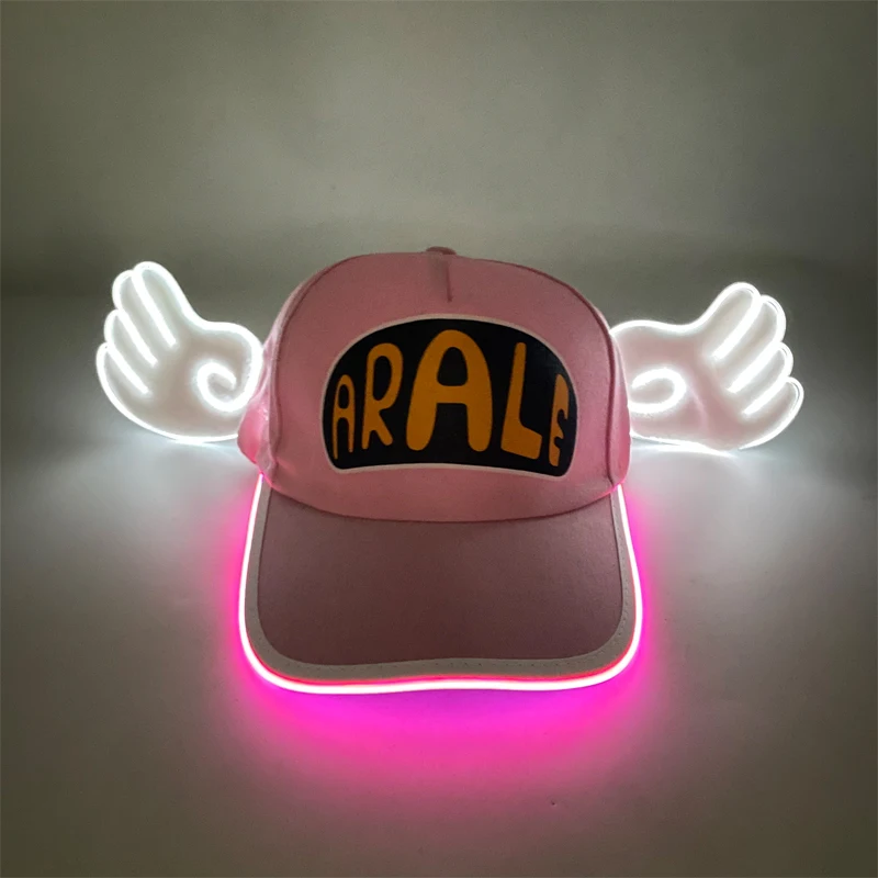 

New Arrival Pink Baseball Cap Cosplay Angel ARALE Hat Girls Ladies Kid Birthday Cap Hat Halloween Christmas LED Baseball Cap