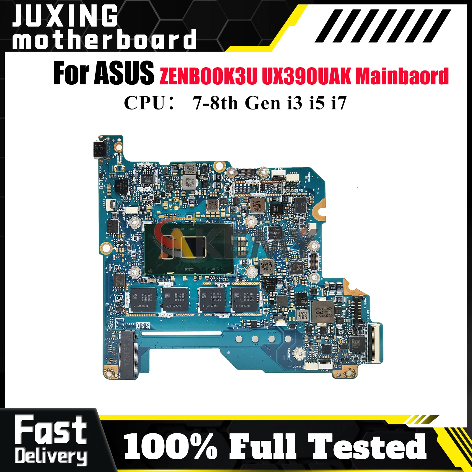 

UX390UAK Laptop Motherboard For ASUS ZenBook UX390 ZENBOOK3U UX390UAK Notebook Mainboard W/ i3 i5 i7 CPU 100% tests OK fast ship
