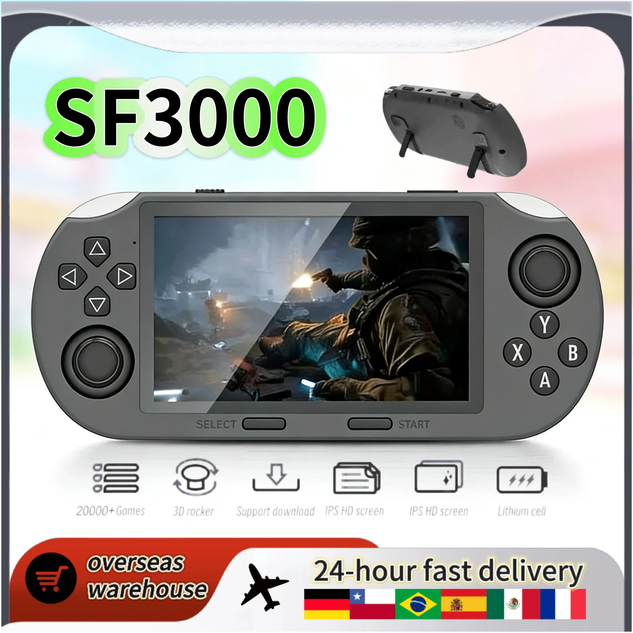 

Портативная игровая консоль SF3000 в стиле ретро, экран IPS 854*480, аккумулятор 3000 мАч, 4,5 дюйма, система Linux, подарки