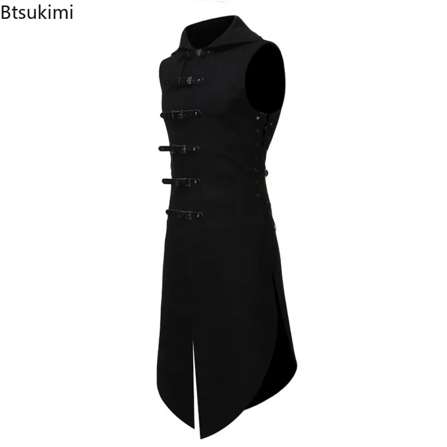 New 2025 Men's Gothic Tuxedo Vest Medieval Vintage Sleeveless Steampunk Coats Victorian Suit Vests Cosplay Party Clothes for Men