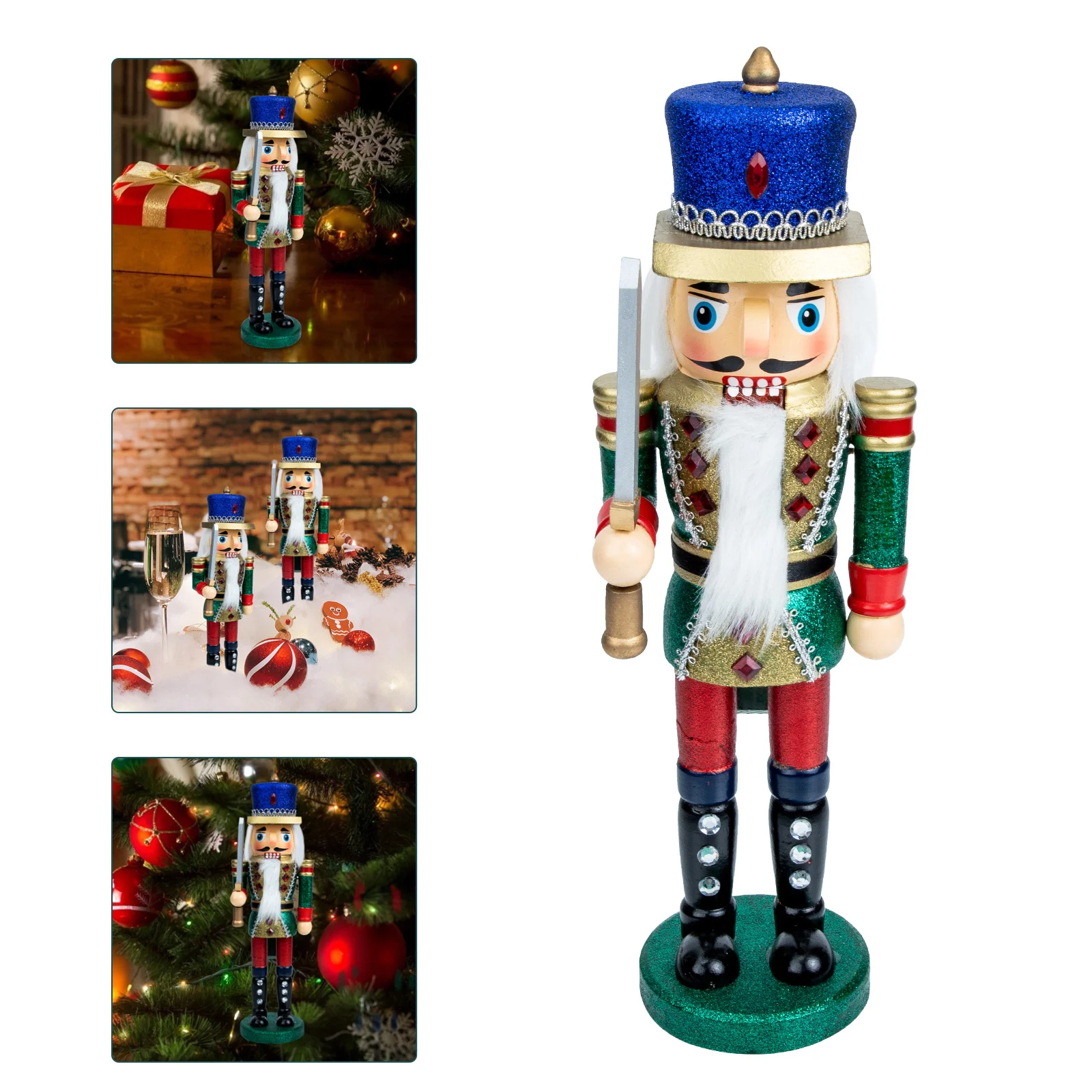 

Wooden Nutcracker Soldier Figure Creative Xmas Decor for Desktop Home Hotel Coffee Shop Nutcracker Ornament Christmas Decoration