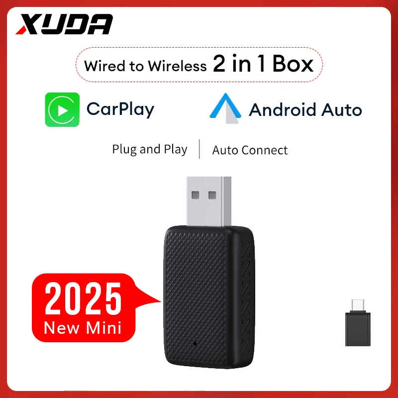 Carplay Wireless Adapter Android Auto 2in 1 Smart Dongle 2025 5G WIFI For iphone Android Phone For Volvo Benz Mg Kia Chery VW