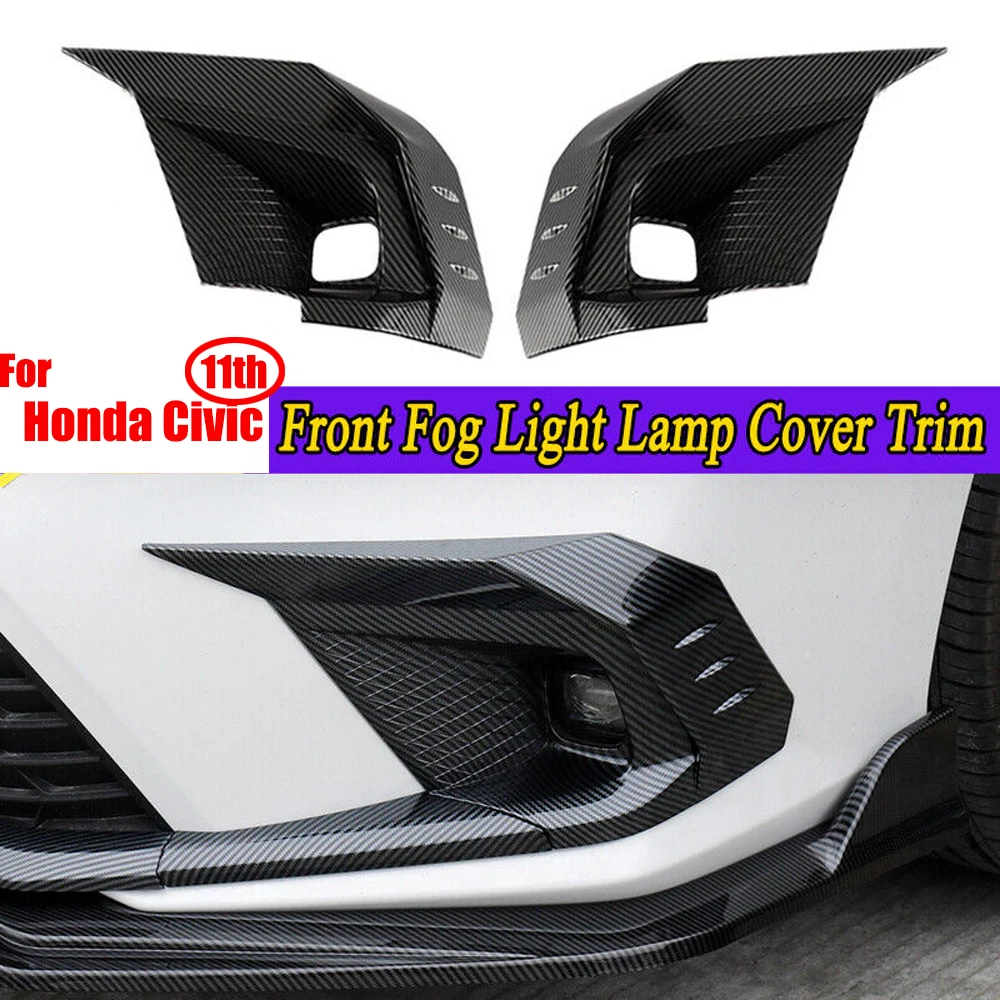 

2PCS ABS Car Front Fog Light Lamp Cover Trim For 11th Honda Civic Sedan Hatchback 2022 2023 2024