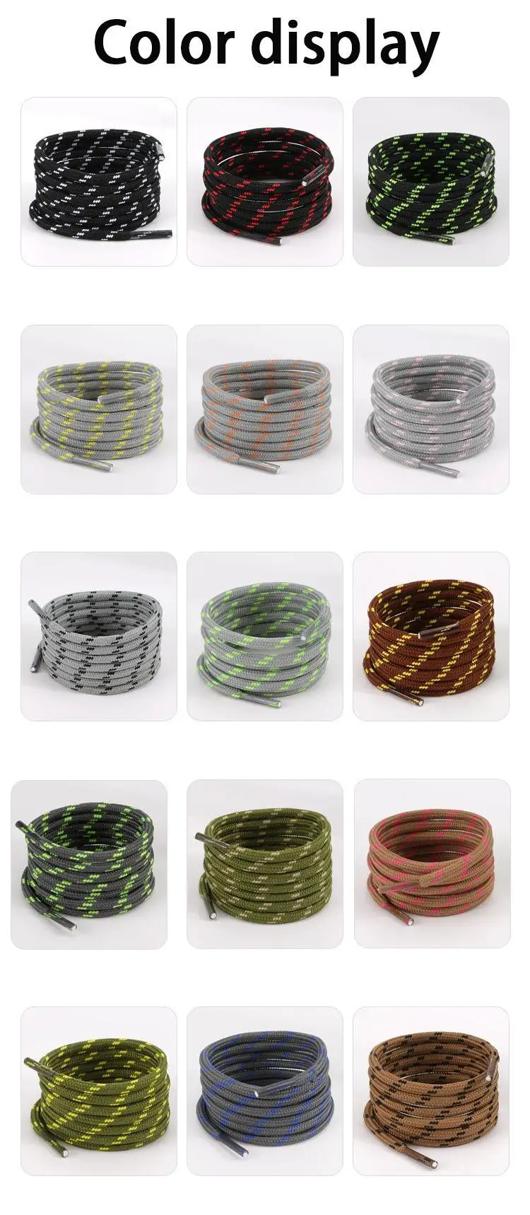 1 Paar robuste, runde Schnürsenkel für Outdoor-Wanderschuhe, Sneaker-Schnürsenkel, Schuhband, Länge 100/120/140/160 cm, Schuhzubehör. – Detail 2