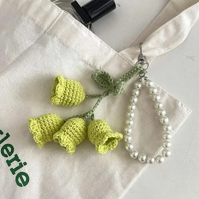 Bag Pendants Creative Cute Pearl Knitted Accessories Sweet Multifunctional Keychains Orchid Flower Fashionable Versatile Bag