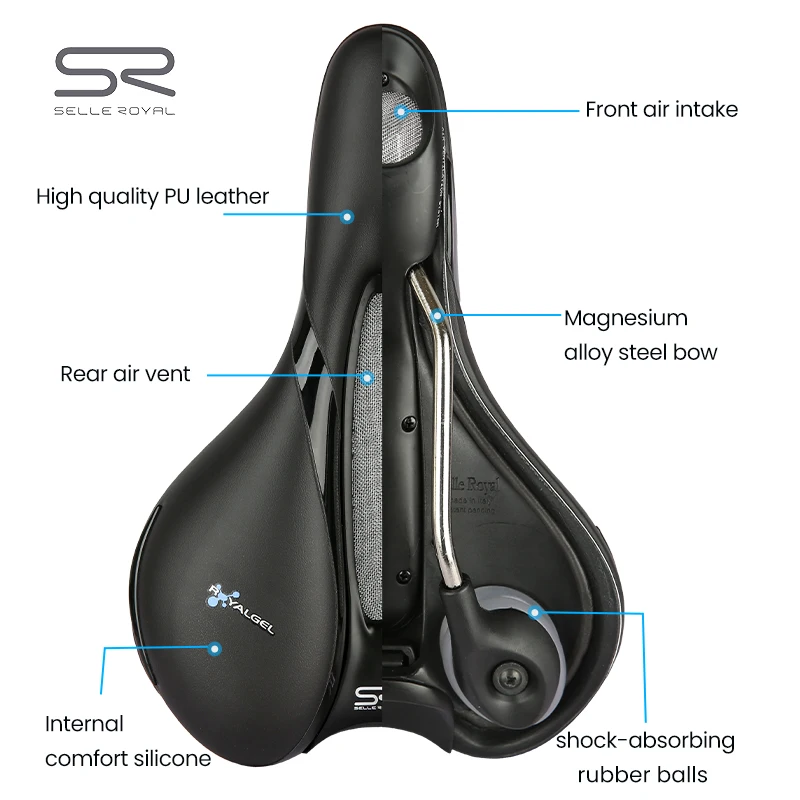 SELLE ROYAL Men Women Bicycle Saddle GEL Shock Absorbing Rail Hollow Breathable Comfortable Soft MTB Road Bike Seat Cushion