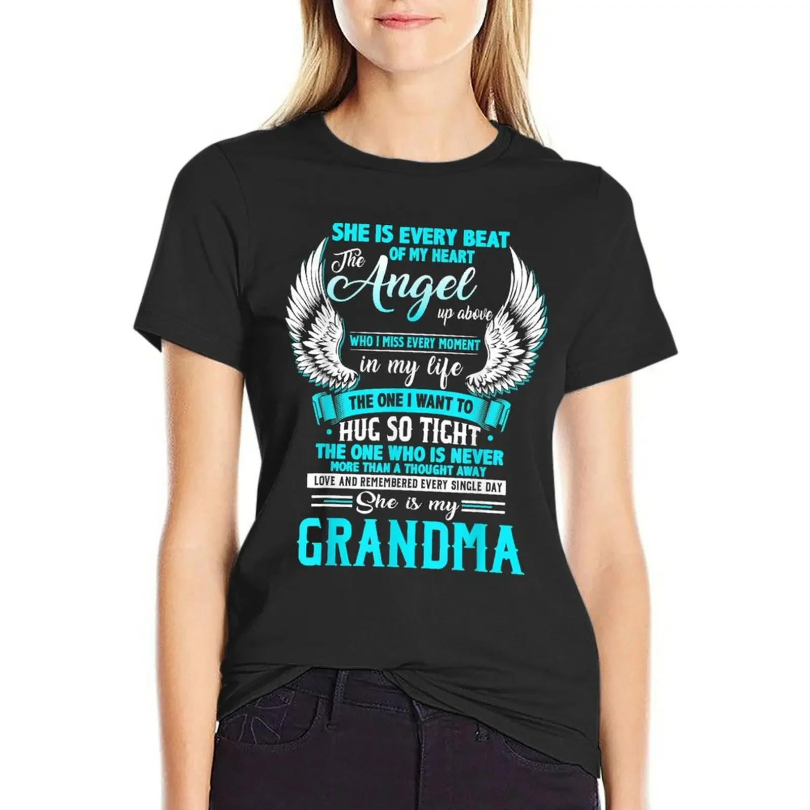 

Proud My Grandma In Heaven Happy Mother Day Proud Of Grandma T-Shirt graphics plus size tops tops for Women