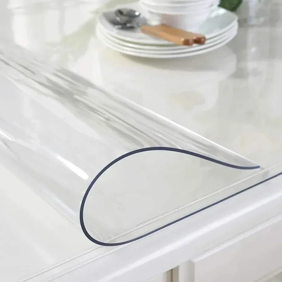 PVC Transparent Tablecloth Waterproof Oil-proof Anti-scalding Soft Glass Rectangular Tablecloth Kitchen Table Mat Table Cover
