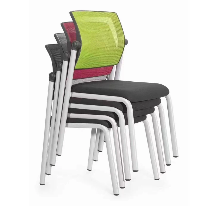 

*Hot Sale Modern Design Rebounding Mesh Fabric Steel Frame Adjustable Height Stackable Armless Four Legged Training Office Chair