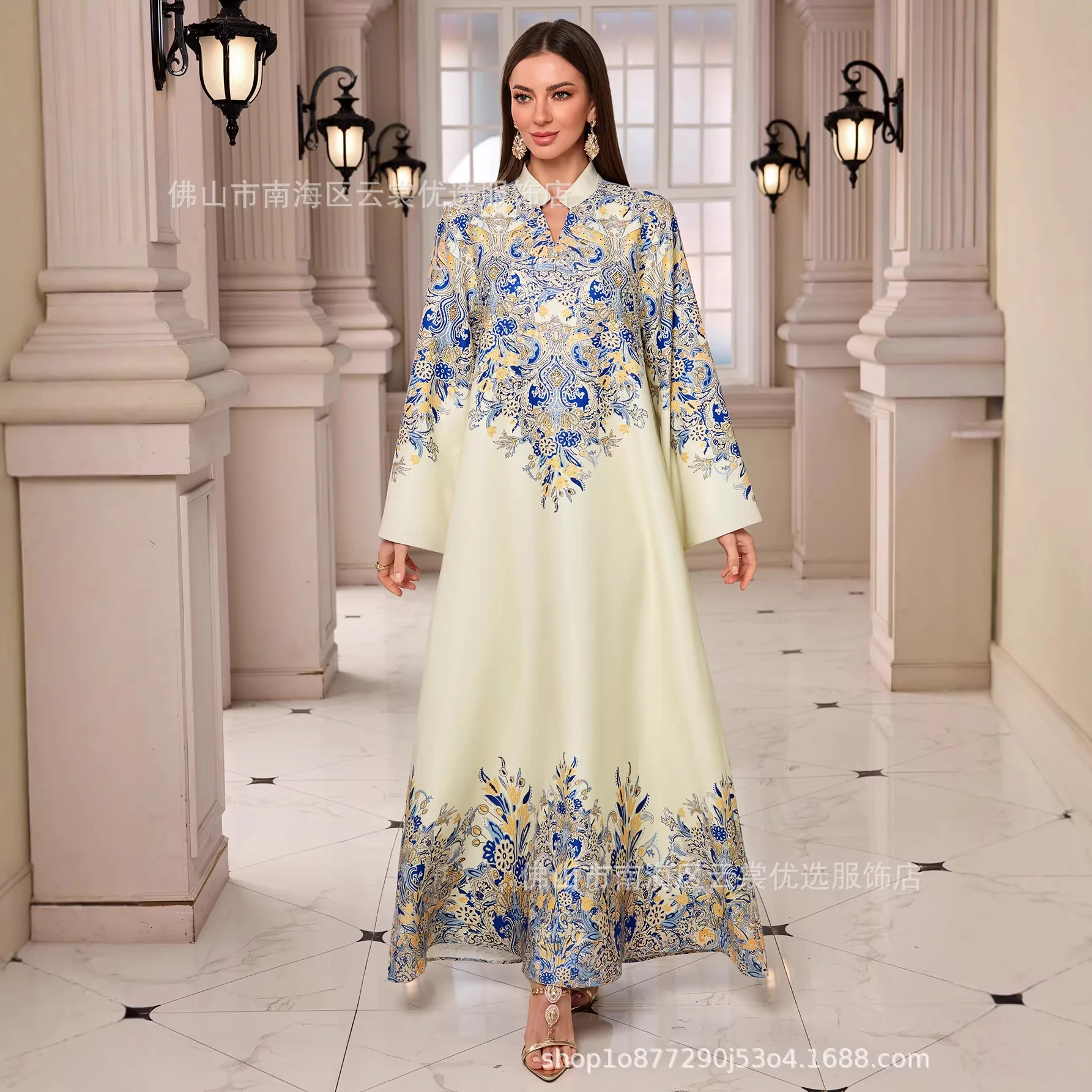 

Eid Women Dress Dubai Vestidos Jalabiya Party Dresses Abaya Ramadan Morocco Muslim Abayas Diamonds Print Kaftan Arab Long Robe