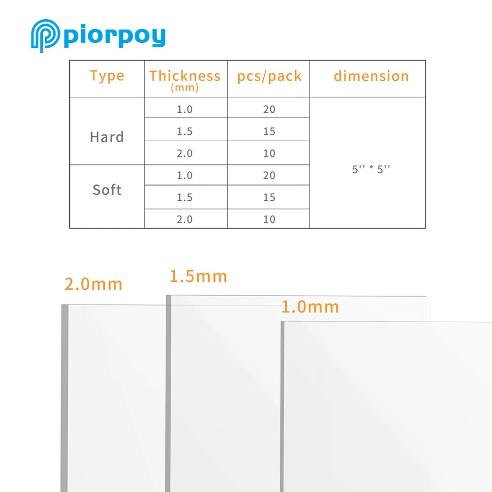 PIORYPOY Dental Lab Splint Thermoforming Material for Vacuum Forming Soft Hard Sheets Orthodontic Retainer Slice 0.8/1.0/1.5Mm