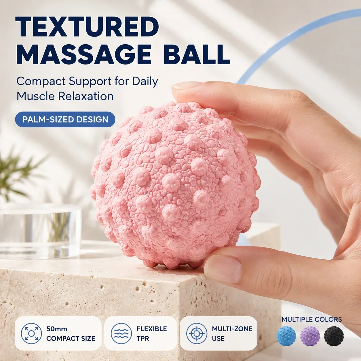 50mm TPE Massage Ball Multi Texture Trigger Point Ball Office Fitness Gym Full Body Muscle Relief Yoga Massage Roller Ball