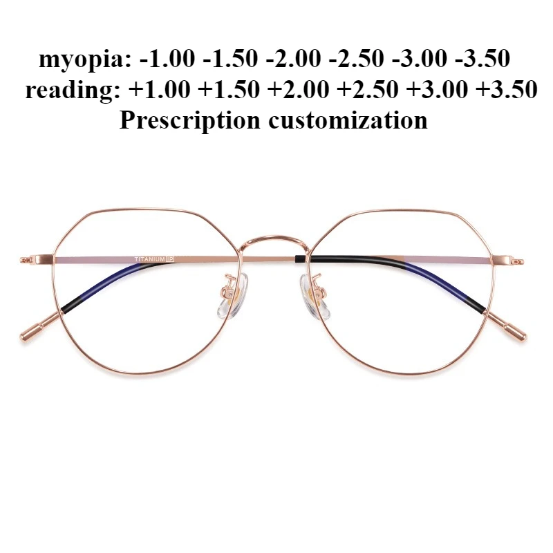 

Сверхлегкие очки для близорукости из чистого титана 51 мм, мужские очки с защитой от плоского света, ретро, очки для чтения с защитой от синего света + 1,50 + 2,00