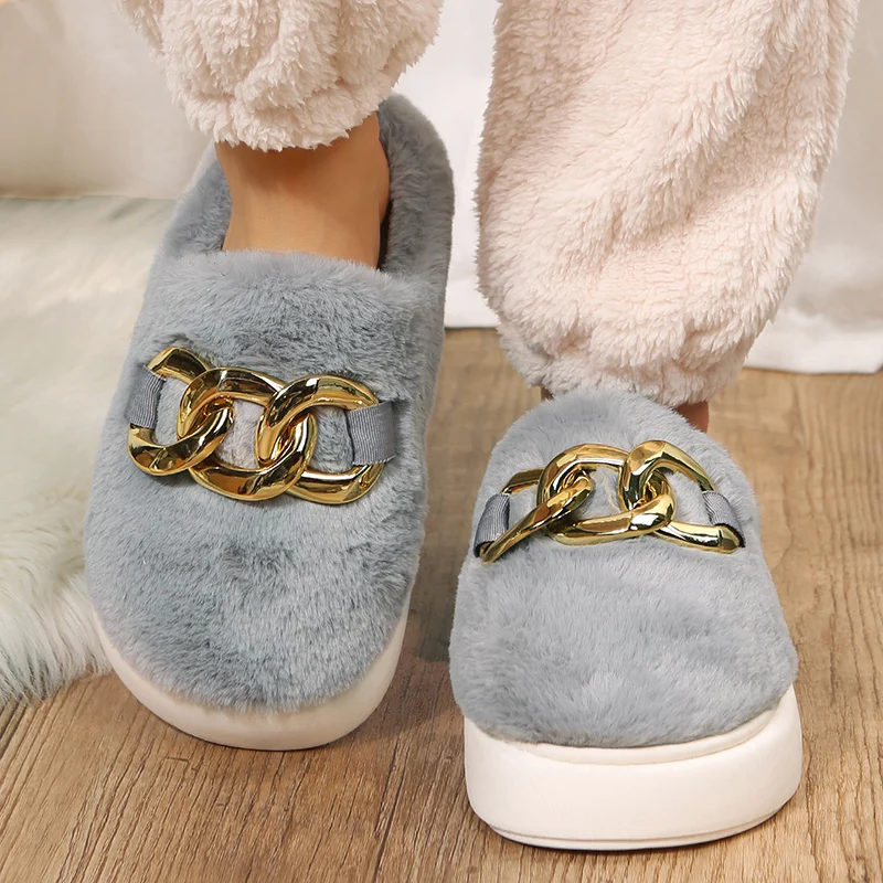 Girl Ladies Rhinestone Slippers Thick Platform House Fur Slides Women Cute Cat Slippers Push Home Shoes Memory Foam Flurry Slide