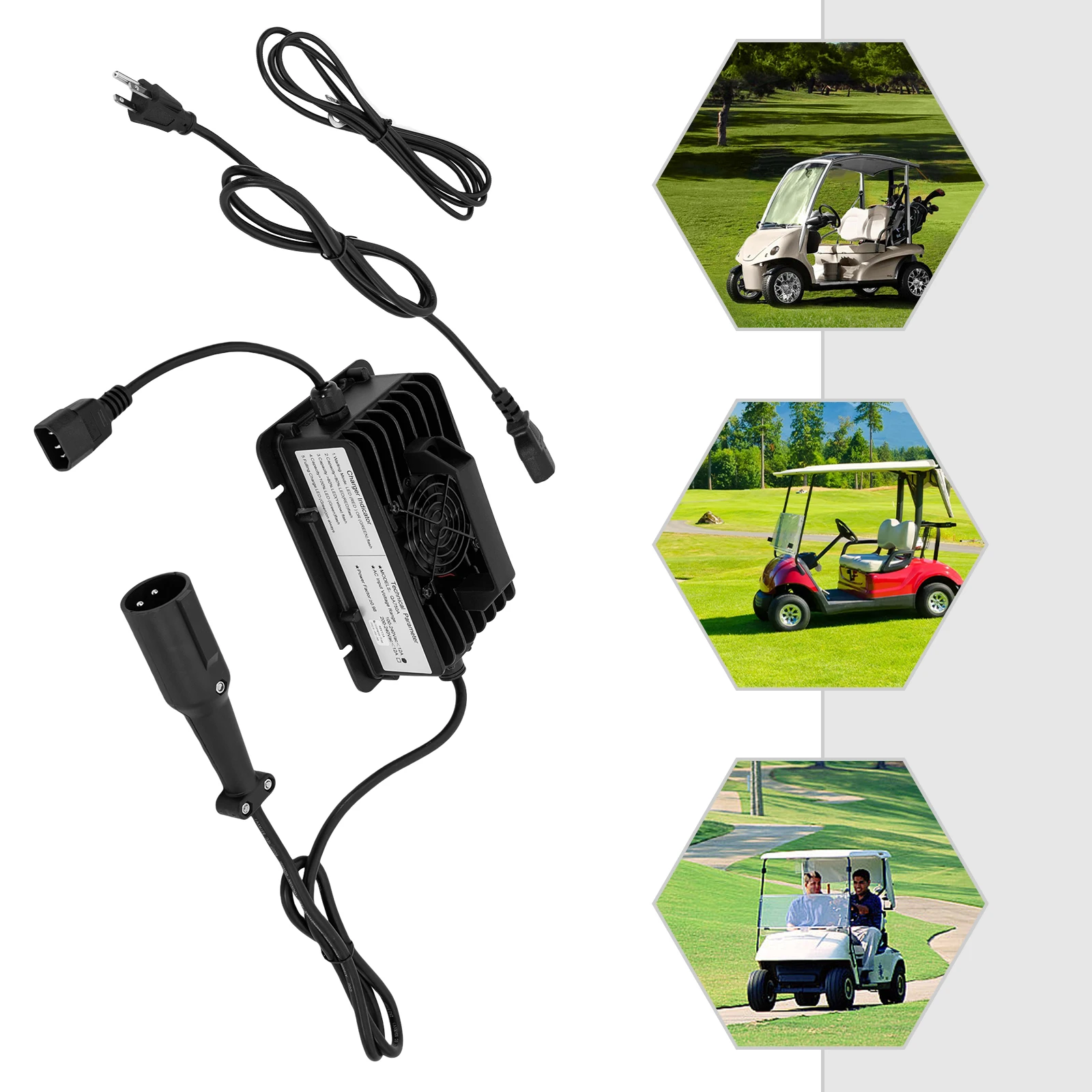 

48V 15A Smart Car Golf Cart Battery Charger – Reverse Protection & Cooling Fan Ideal for Floor Scrubbers & Sweepers