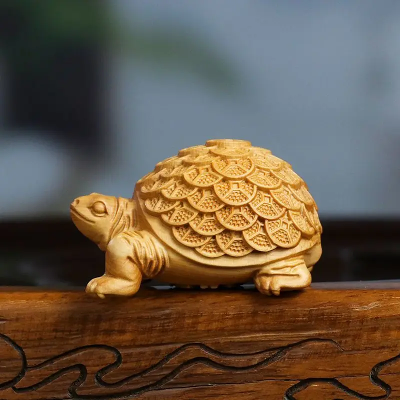 Boxwood Carvings Home Solid Wood Hand Piece Men's Literary Play Piece Money Money Turtle Car Ornaments Rich World Decoration