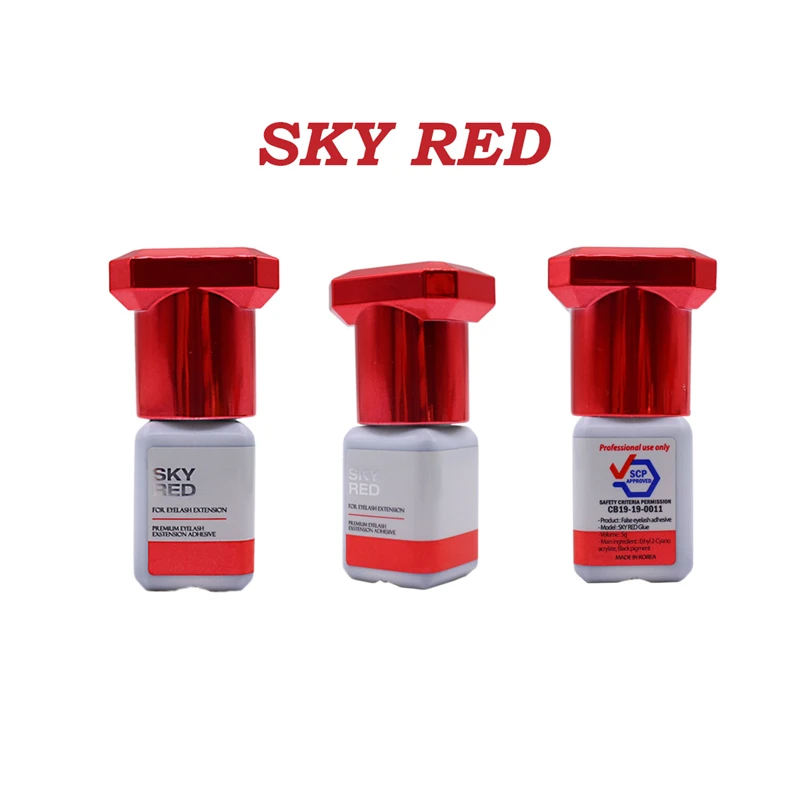 5/10 Flessen Nieuwe Sky Lijm Rood Voor Wimper Extensions 5Ml Korea Originele Sneldrogende Retentie 6-7 Weken Enten Lash Sterke Lijm