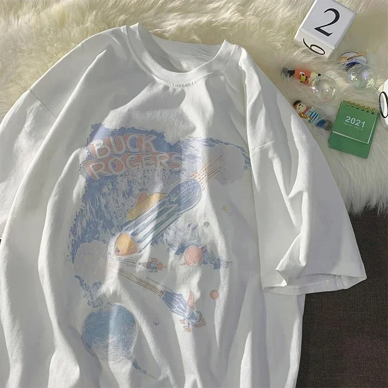 T-shirt d'été à manches courtes pour femmes, Design rétro, tendance, col rond, décontracté, Streetwear, confortable, vêtements d'été