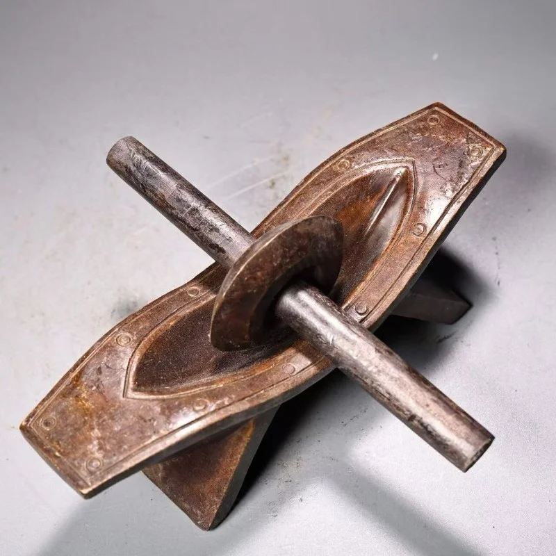Vintage Style Pure Copper Medicine Mill Decor Ornament Collectible Craft, Approx 1000g, 10cm Height, 21cm Width