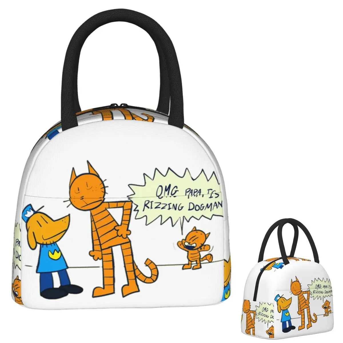 

Dog Man Lil Petey And Big Petey Fan Art Lunch Bags Insulated Bento Box Portable Lunch Tote Leakproof Picnic Bags Cooler Bag