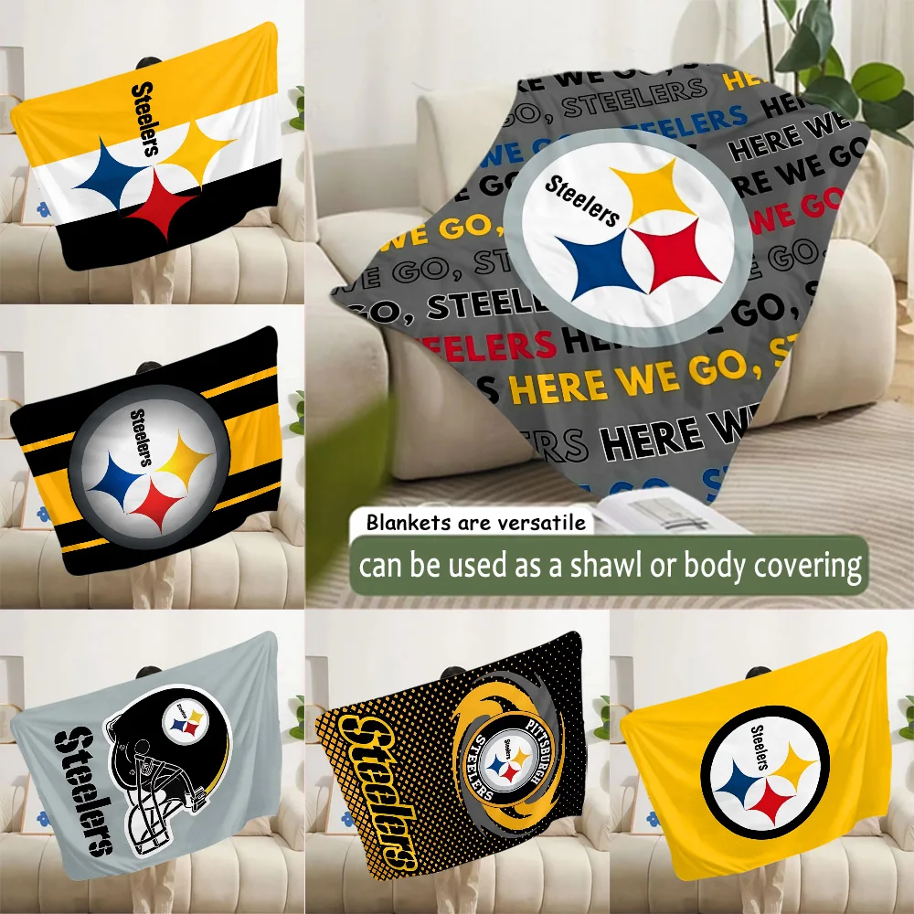 Football Printed Blanket Picnic Blankets Warm Blanket Soft and Comfortable Blanket Home Travel Birthday P-PittsburghS Gift