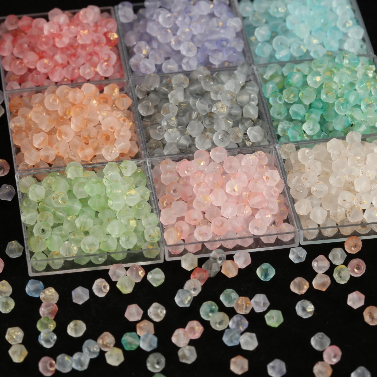 Exquisite 10880Pcs/pack 4mm Multi-color Frosted Gold Splattered Glass Beads Loose Beads for Handmade Jewelry DIY Acceessories