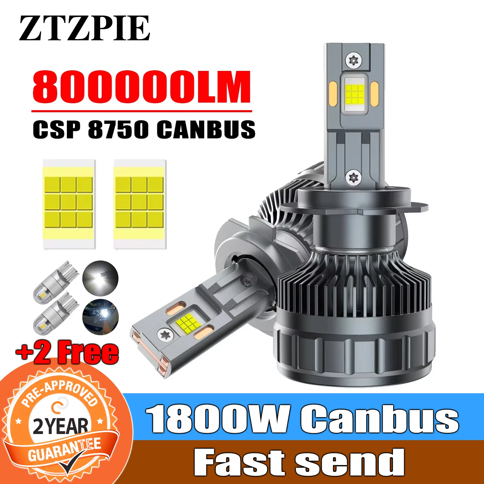 

ZTZPIE K5C 6000K HB3 HB4 9005 9006 H1 H7 H4 H11 Bulbs Canbus Led Lamp CSP 8750 Power Car Headlight Light Super Bright 600W