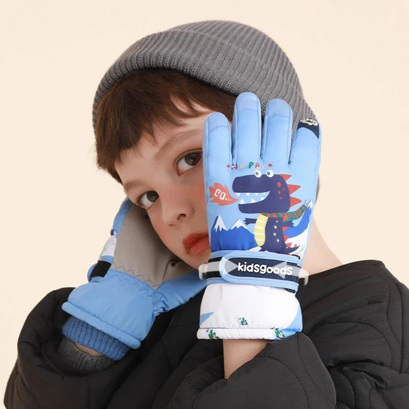 Kids' Ski Gloves Warm Anti Slip Wear-resistant Water Resistant Winter Snowboarding Sports Gloves for Children Snowplay Cycling