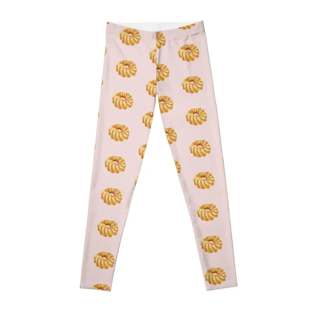 

Honey cruller donut watercolour illustration (Pink background) Leggings Pants sport Training pants Womens Leggings
