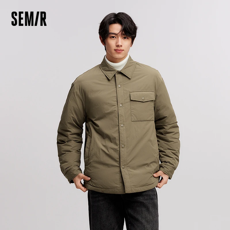 Semir Down Jacket Men Waterproof 2024 Winter New Slightly Wrinkled Thin Coat Solid Color Versatile